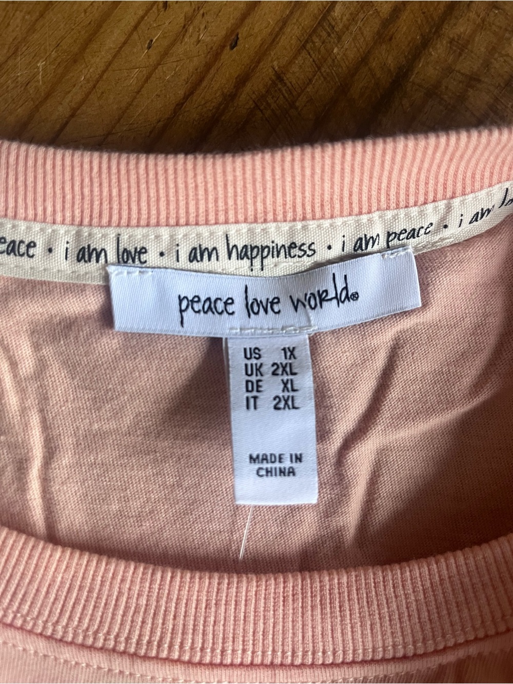 Peace Love World Peach and White Dip-Dye Long Sleeve Tee - Picture 2 of 2